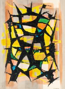 SOKOLE Miron 1901-1985,Abstraction in Black and Yellow,Shapiro Auctions US 2019-07-13