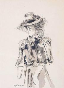 SOKOLOV Mikhail Ksenofontov 1885-1947,Lady with hat,Auktionshaus Dr. Fischer DE 2017-04-05
