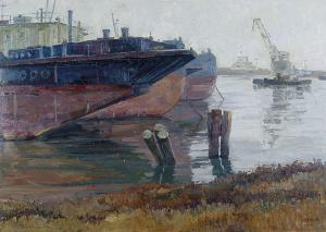 SOKOLOV Semyon Semyonovich 1929,Barge at Aksay,1976,Sovcom RU 2010-09-16