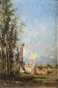 SOLARI Achille 1835-1884,Paesaggio con rovine,Errico casa d'aste IT 2023-01-21