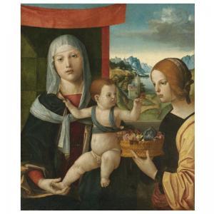 SOLARIO LO ZINGARO Antonio,the madonna and child with saint dorothy,1611,Sotheby's 2006-12-06