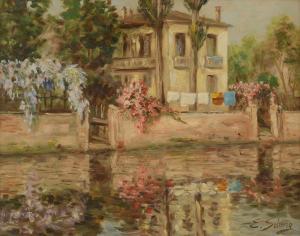 SOLDERA Erminio 1874-1955,Villa lungo il fiume,Meeting Art IT 2024-01-24