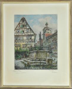 SOLLMANN Paul 1886-1950,Rothenburg o. Tauber, Seelbrunnen u. Meistertrunk,Allgauer DE 2018-07-12