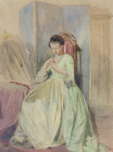 SOLOMAN Abraham 1824-1862,portrait of a young woman sewing,Ewbank Auctions GB 2022-03-24
