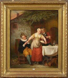 SOMERS Louis 1813-1880,Scène galante durant le repas,1836,VanDerKindere BE 2021-02-23