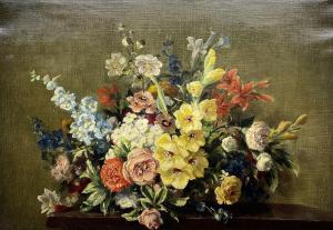 SOMERVILLE Stuart Scott,Still Life of Flowers on a Ledge,Duggleby Stephenson (of York) 2024-01-05
