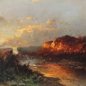 SOMMER Carl August 1852-1932,The Hudson River in the evening sun,Bruun Rasmussen DK 2012-01-30