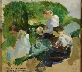 SOMOV Constantin Andrevich 1869-1939,Les Femmes dans un jardin,1897,Osenat FR 2021-06-13