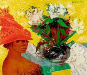 SOMVILLE Roger 1923-2014,Femme au bouquet,1960,De Vuyst BE 2024-03-02