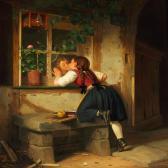 SONDERLAND Fritz,A boy and girl kissing in secret on a window pane,Bruun Rasmussen 2011-09-27