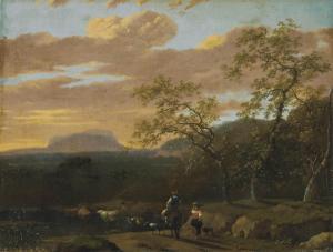 SONJE Jan Gabrielsz.,A mountainous river landscape with peasants, cows,,Christie's 2012-06-06