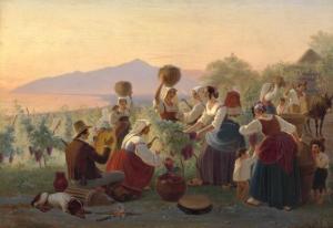 SONNE Jeppe Jørgen 1771-1833,\“Scene af vinhøst ved Neapel\”. Wine harvest, Na,1841,Bruun Rasmussen 2020-12-01