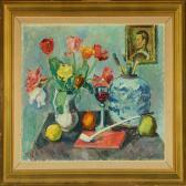 SONNE Per,Still-life with flowers,fruit, wineglass and jar w,1966,Bruun Rasmussen 2010-04-05