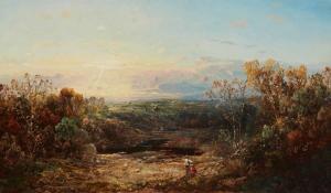 SONNTAG William Louis I 1822-1900,Landscape with Fisherman,John Moran Auctioneers US 2023-11-14