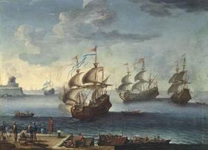 SONNTAG Zacharias 1683-1738,Men-o'war announcing their arrival,Christie's GB 2014-06-05