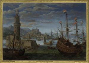 SONNTAG Zacharias 1683-1738,Two Dutch men-o'war at anchor off Genoa,Christie's GB 2010-11-24