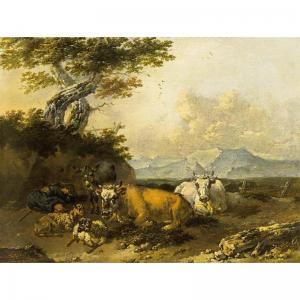 SOOLMAKER Jan Franz,COWS AND SHEEP IN AN ITALIANATE LANDSCAPE WITH A S,Sotheby's 2005-05-10