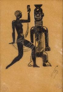 SOPOCKO Konstanty 1903-1992,Dancer and African sculpture,Desa Unicum PL 2018-09-20