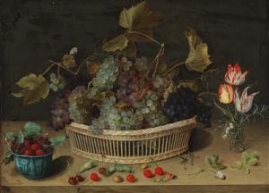 SOREAU ISAAC,A still life of fruit and flowers with grapes in a,Palais Dorotheum 2016-10-18