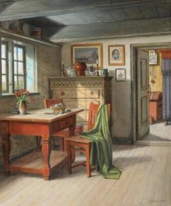 SORENSEN C 1800-1800,Danish folklore interior with the sewing materials,Bruun Rasmussen 2020-08-31