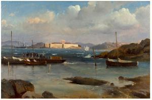 SORENSEN Carl Frederick,Copenhage Arrivée au port de Langedrag, en Suède,1861,Aguttes 2024-03-21