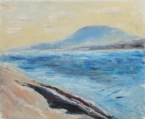 SORENSEN Henrik,Coastal scenery from Norway with mountain in the b,1924,Bruun Rasmussen 2022-08-23