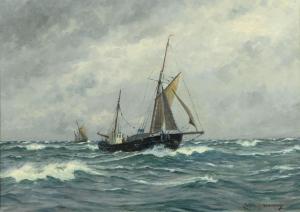 SORENSEN Lauritz 1882-1968,Schiffe auf dem Meer,Wendl DE 2023-10-25
