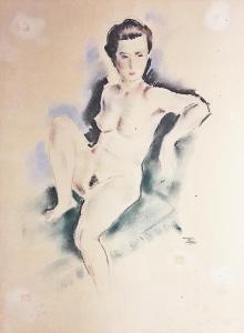 SOROCEANU Cristian (Tache) 1897-1969,Nud pe fotoliu albastru,GoldArt RO 2017-03-22