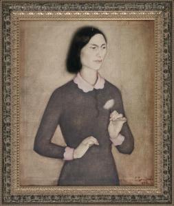 SOROUJOUN sultana 1900-1961,Retrato de mi hermana Sophie con una flor,1930,Balclis ES 2017-03-15