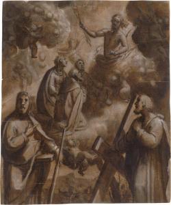 SORRI Pietro 1556-1621,Christus auf Wolken erscheint Heiligen,Galerie Bassenge DE 2023-12-01