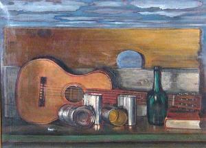SOTOMAYOR Antonio 1904-1985,a still life with a guitar and cans, 1965,1924,Bonhams GB 2005-08-21