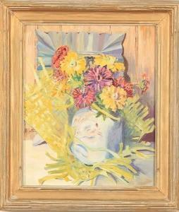 SOTTER Alice Bennett,Zinnias with Mexican Mirror,1940,Alderfer Auction & Appraisal 2008-03-07