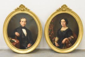 SOUBRE Charles 1821-1895,paire de portraits,Rops BE 2020-08-23