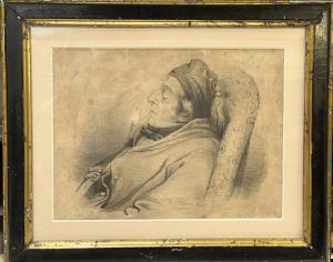 SOUBRE Charles 1821-1895,Portrait d'un homme endormi,1848,Beaussant-Lefèvre FR 2023-02-08