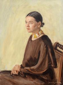 SOUCEK Svatopluk 1902-1986,Girl in a brown dress,1930,Meissner Neumann CZ 2012-05-27