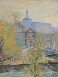 SOUCHAY Erich 1877,Blick über die Seine zum Louvre,1908,Wendl DE 2021-03-06