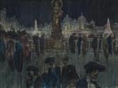 Soudeikin Sergey Yurievich,Street Scene at Night with Figures,Clars Auction Gallery 2017-08-13