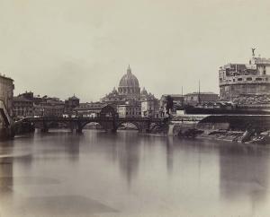 SOULIER Charles 1816-1886,The Tiber River with Sant\’Angelo Bridge,Lempertz DE 2020-12-07