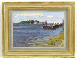 SOULIMENKO Piotr 1914-1996,The Pier on the river Dnieper, A riverscape wit,1960,Claydon Auctioneers 2021-08-04