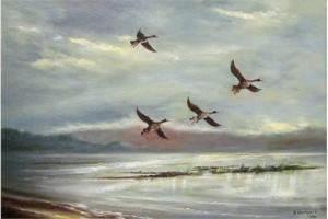 SOUTHGATE D,Geese in Flight over an Estuary,1980,Keys GB 2015-10-02