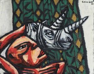 SOUVRAZ Jean Paul 1948,Uomo e rinoceronte,1991,Sant'Agostino IT 2022-12-20
