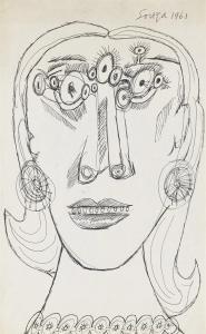 Souza Francis Newton 1924-2002,Untitled (Head of a Woman),1961,Christie's GB 2008-09-16