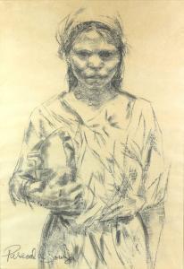 SOUZA PASCOAL FORTUNATO 1928-2010,portrait of a woman wearing a headscarf,Ewbank Auctions 2020-10-08