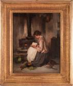 SOYER Paul Constant,young woman reading by a kitchen stove,1864,Dawson's Auctioneers 2021-05-27