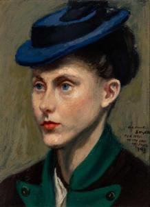SOYER Raphael 1899-1987,Portrait of a Lady in a Blue Hat,1943,William Doyle US 2024-04-16