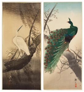 SOZAN Ito 1884,White egret on a branch of willow; Peacock on a br,1920,Sotheby's GB 2023-05-10