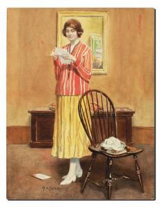 SPADER William Edgar 1875-1954,Young Woman Reading a Letter in an Interior,Burchard US 2012-10-21