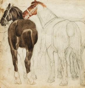 SPADINI Armando 1883-1925,TWO HORSES, STUDY,Sotheby's GB 2019-04-16