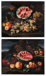 SPADINO Bartolomeo Castelli 1696-1738,White and black grapes, a cut watermelon, fi,Palais Dorotheum 2023-06-21