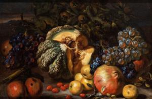 SPADINO Giovanni Paolo Castelli 1659-1730,Natura morta con melone, melagrane, m,Bertolami Fine Arts 2024-04-18
